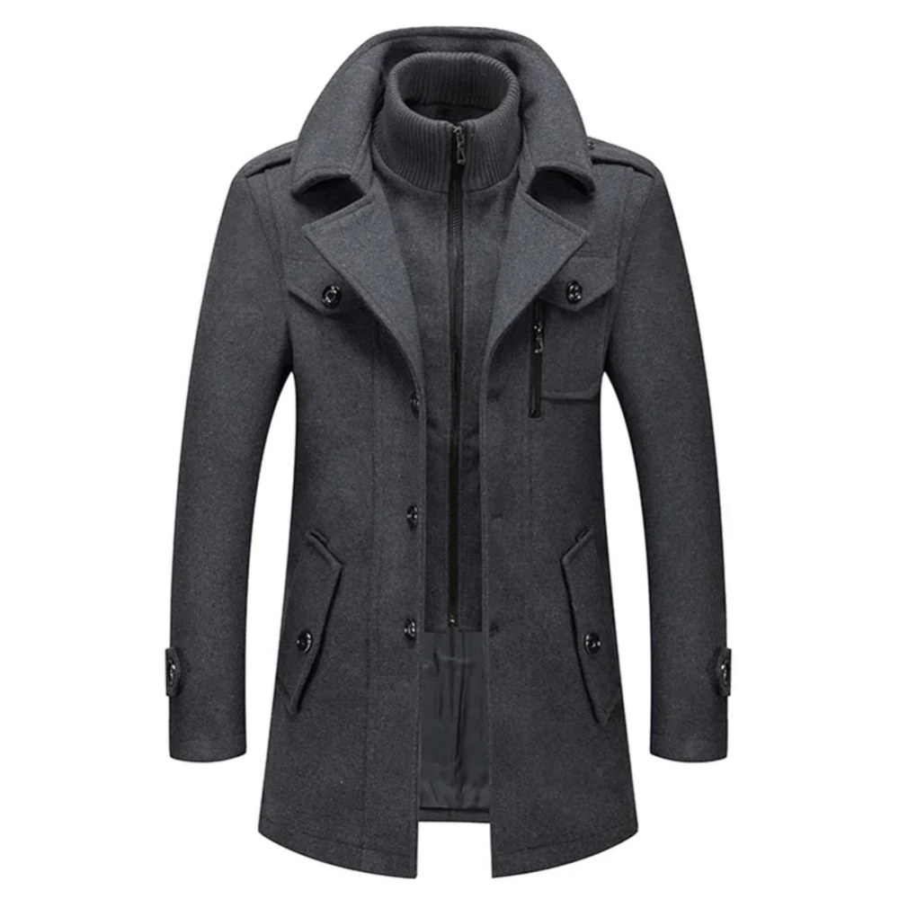 Boobreeze™ Premium Woolen Double-Collar Coat